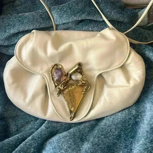 Vintage Fancy Pants leather and crystal art cross body purse